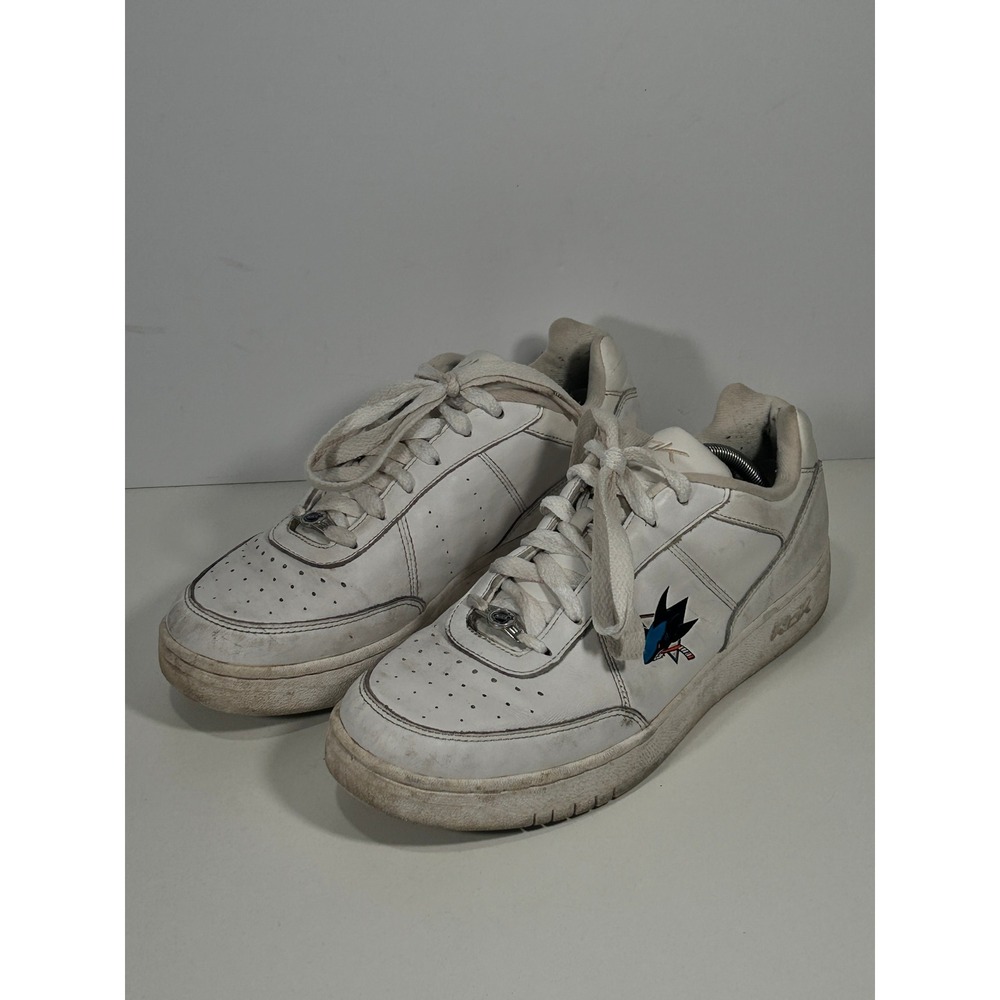 Reebok NHL San Jose Sharks White Leather Low Top Sneakers Hockey Shoes Mens 11